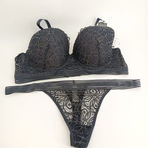 FRENCH AFFAIR PLUS SIZE  PUSH UP BLUE BRA SET SIZE 40DD/3X